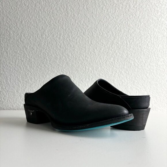 NEW Lane Cowboy Boots Plain Jane Mule Womens 7.5 Black Cowgirl Ankle Slip On - Picture 1 of 10